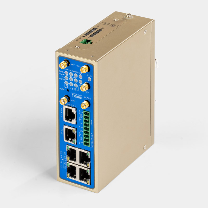 TK800 LTE WLAN GPS Router Industrie Hutschiene Frontansicht oben