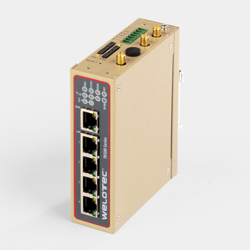 TK500 4G WiFi Router Industrial DIN rail top front view